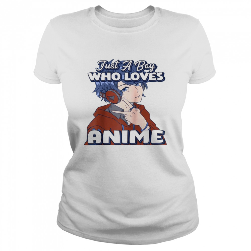 Just A Boy Who Loves Anime V Peace Symbol Fingers Fun  Classic Women's T-shirt