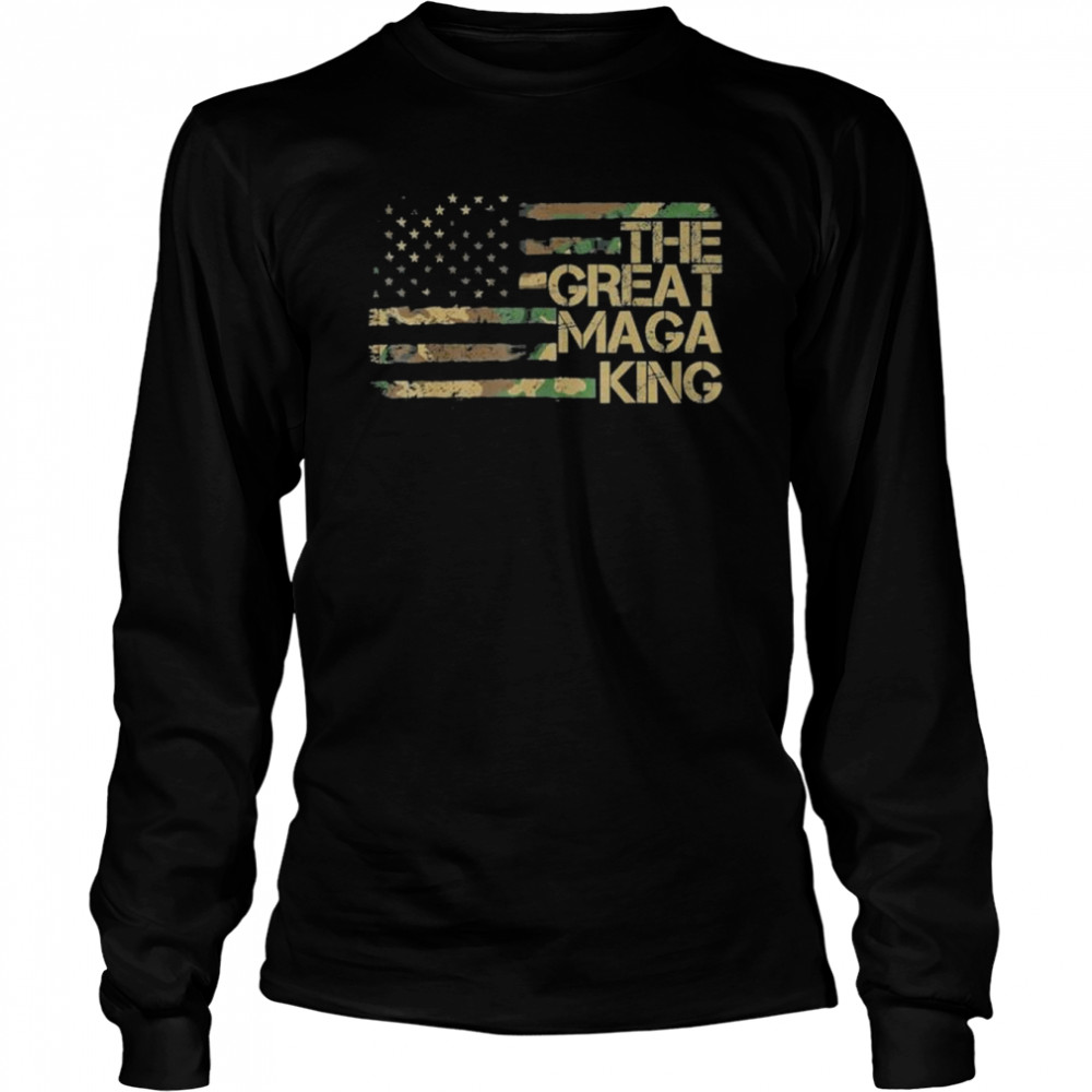 Ultra maga the great maga king pro Trump American flag shirt Long Sleeved T-shirt