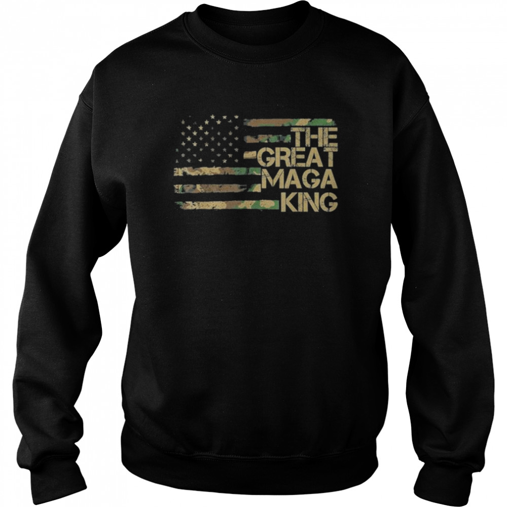 Ultra maga the great maga king pro Trump American flag shirt Unisex Sweatshirt