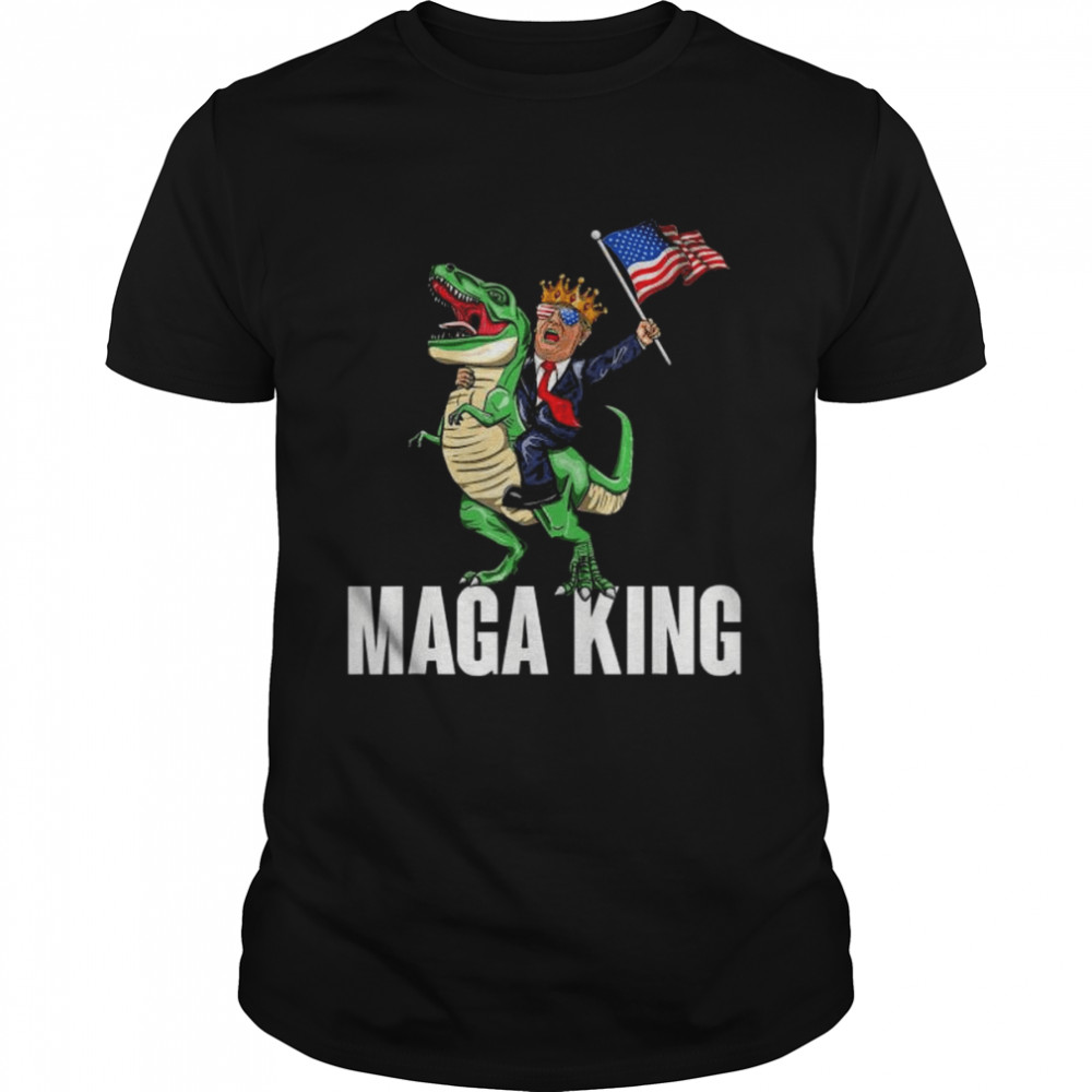 Maga king Trump riding dinosaur pro Trump shirt