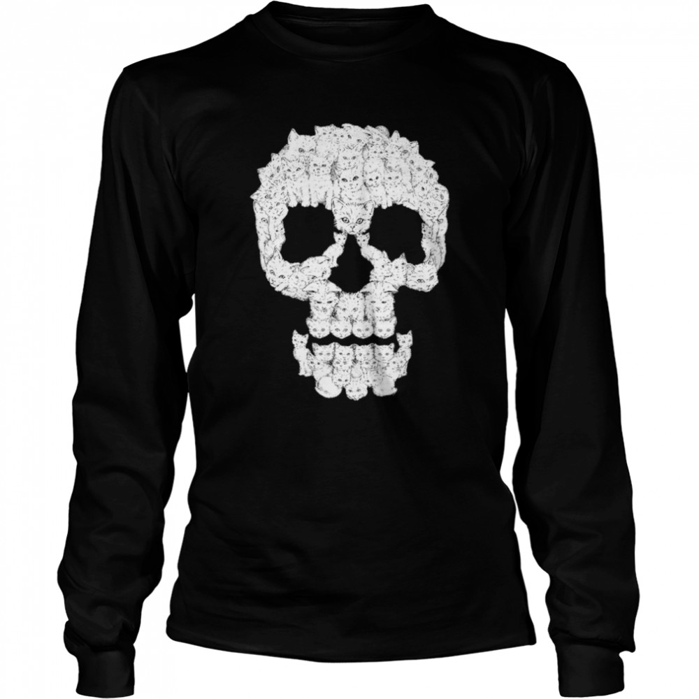 Skull face Cats shirt Long Sleeved T-shirt