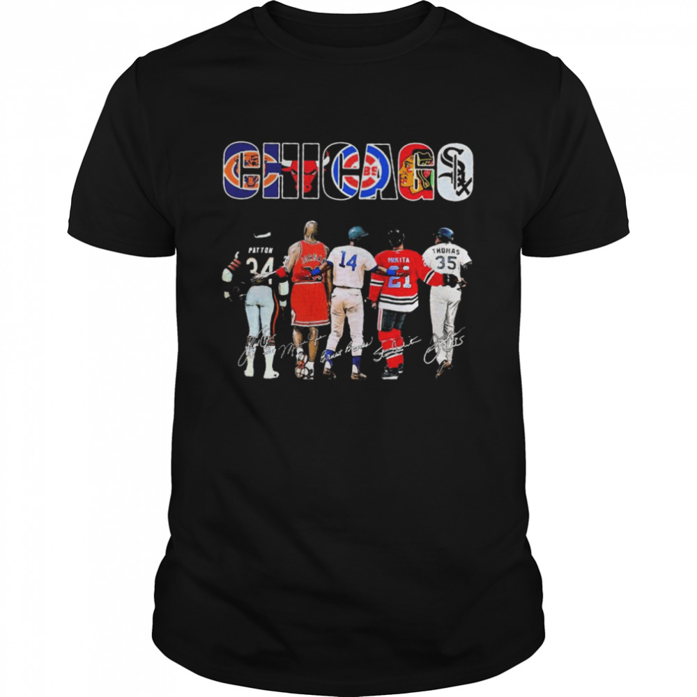 Chicago Sports Team Payton and Jordan and Mikita and Thomas Signatures 2022 Shirt