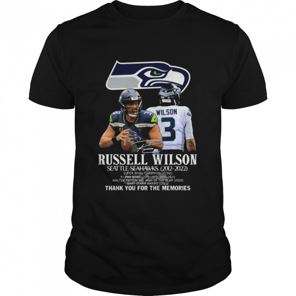 Russell Wilson Seattle Seahawks 2012 2022 thank you for the memories signature shirt