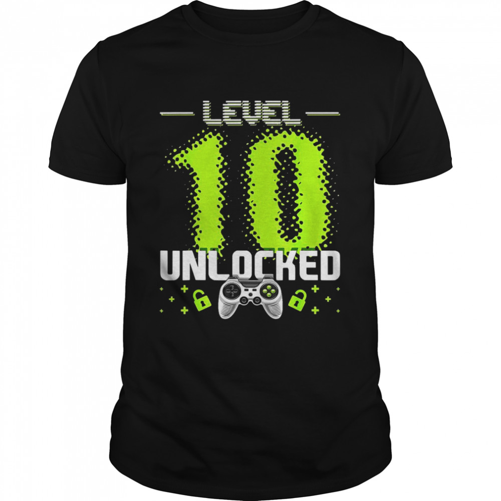 Level 10 Unlocked Video Gamer 10th Birthday Gamer Boys Shirt