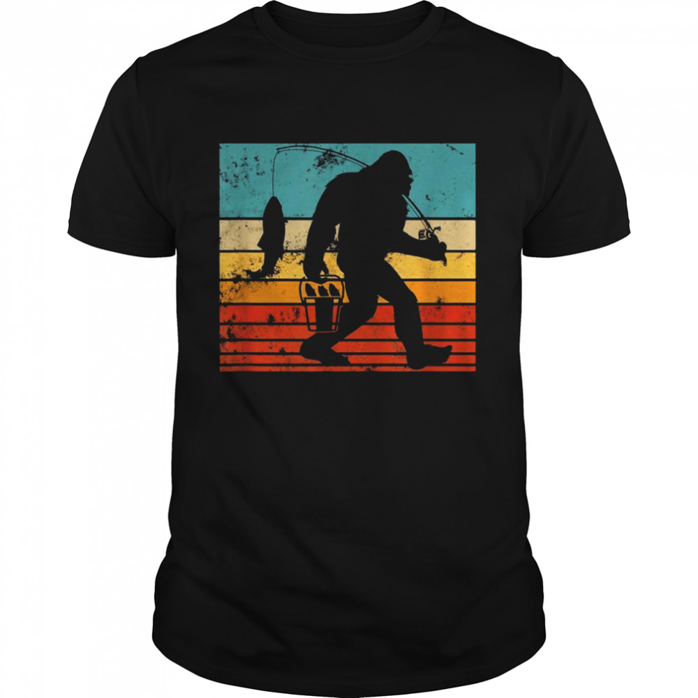 Retro Bigfoot Fishing Sasquatch and Fishing Shirt