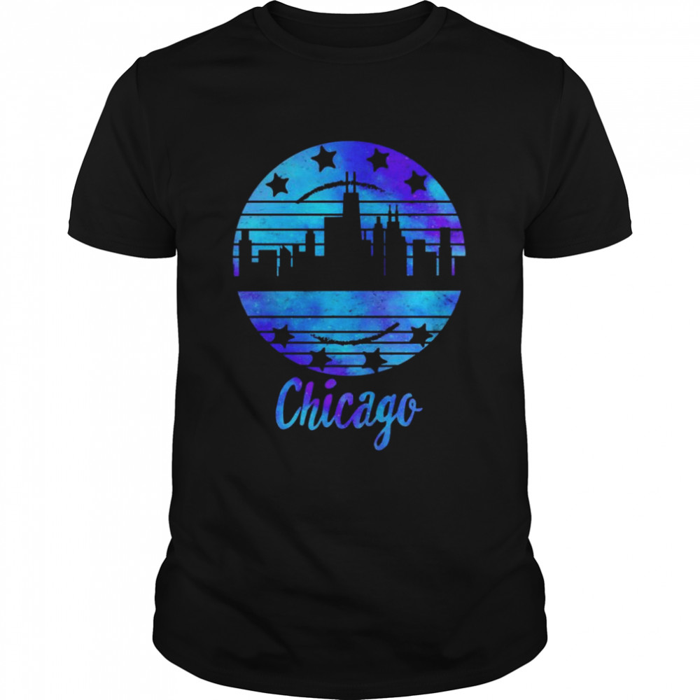 Chicago Flag Skyline Illinois USA Souvenir Chicago Flag Shirt