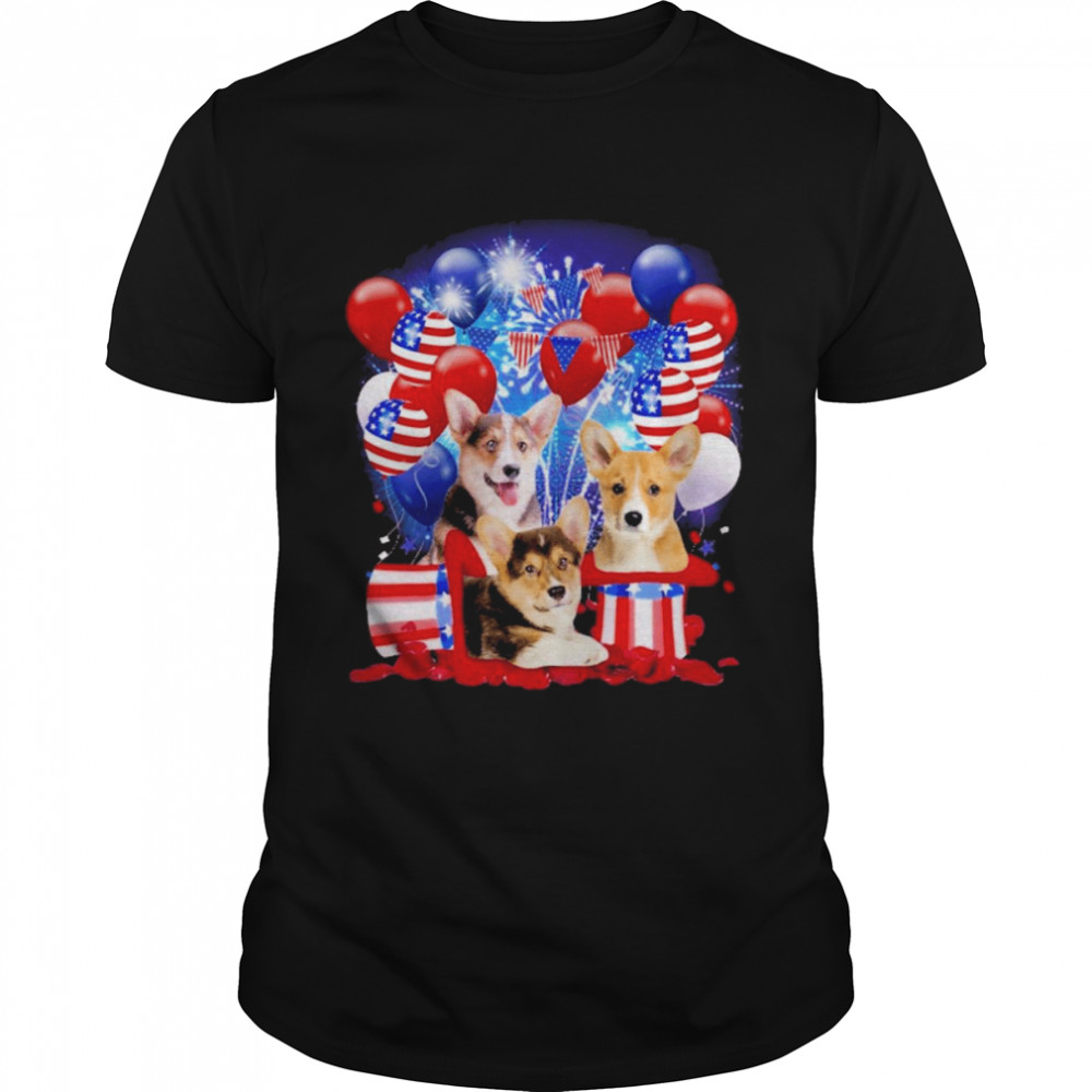 Corgi Ballons Fireworks Balloons Fireworks Shirt