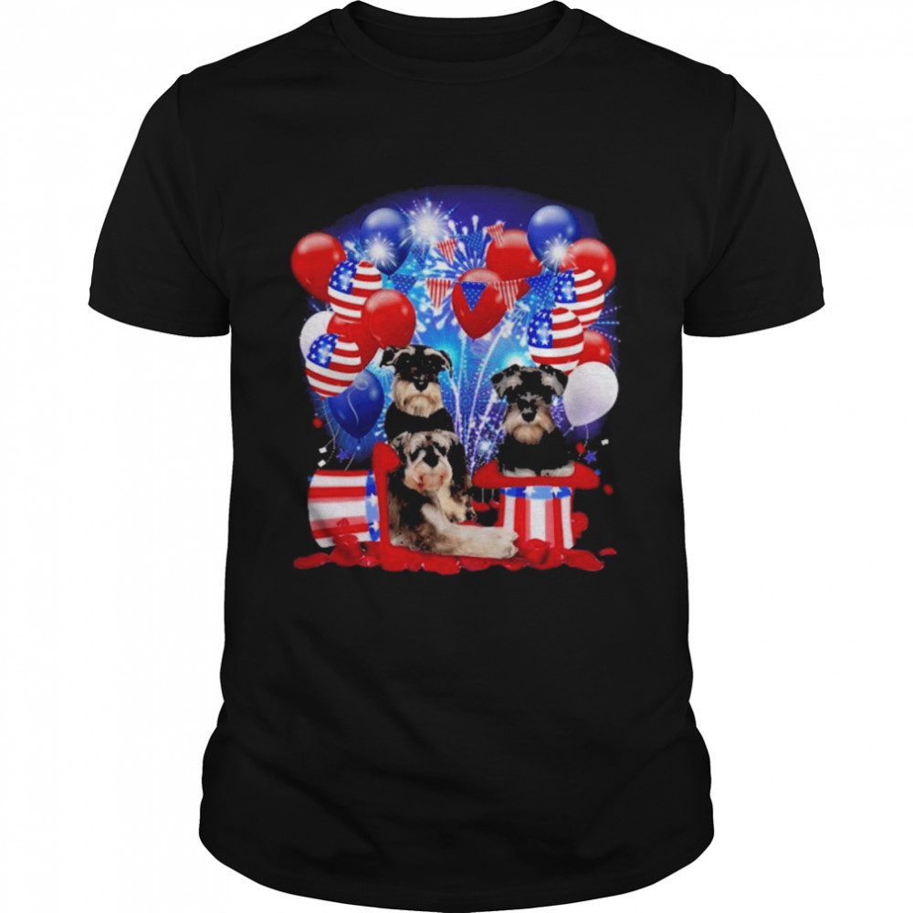 Miniature Schnauzer Balloons Fireworks Shirt