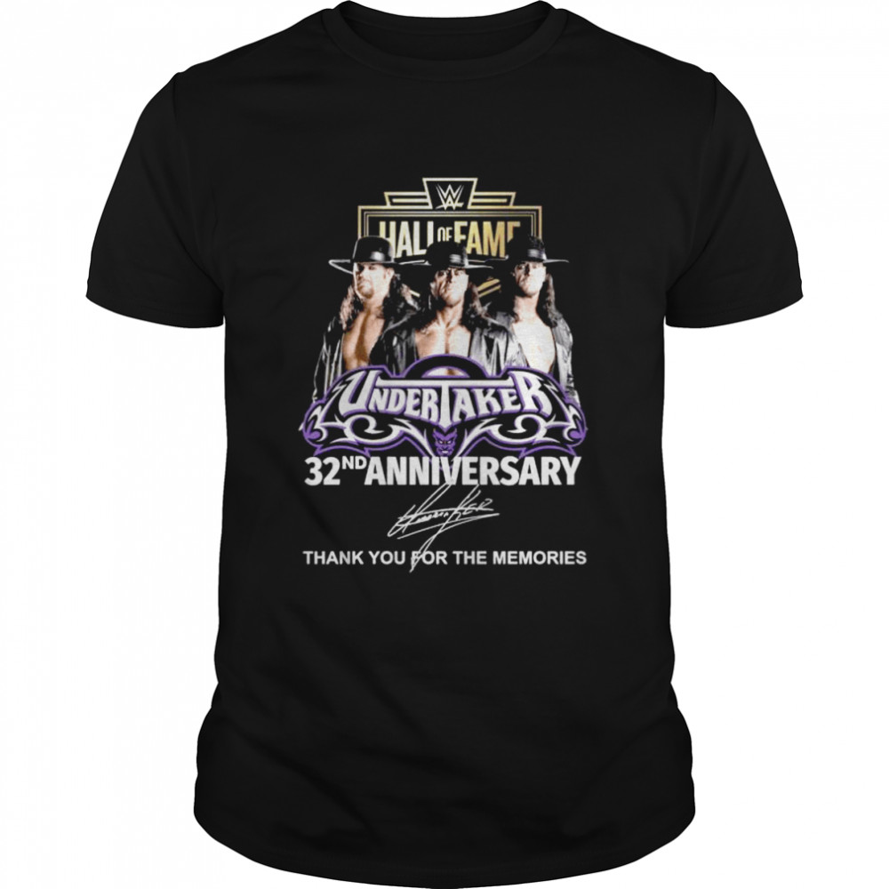 Hall of fame undertaker 32nd anniversary thank you for the memories signatures shirt