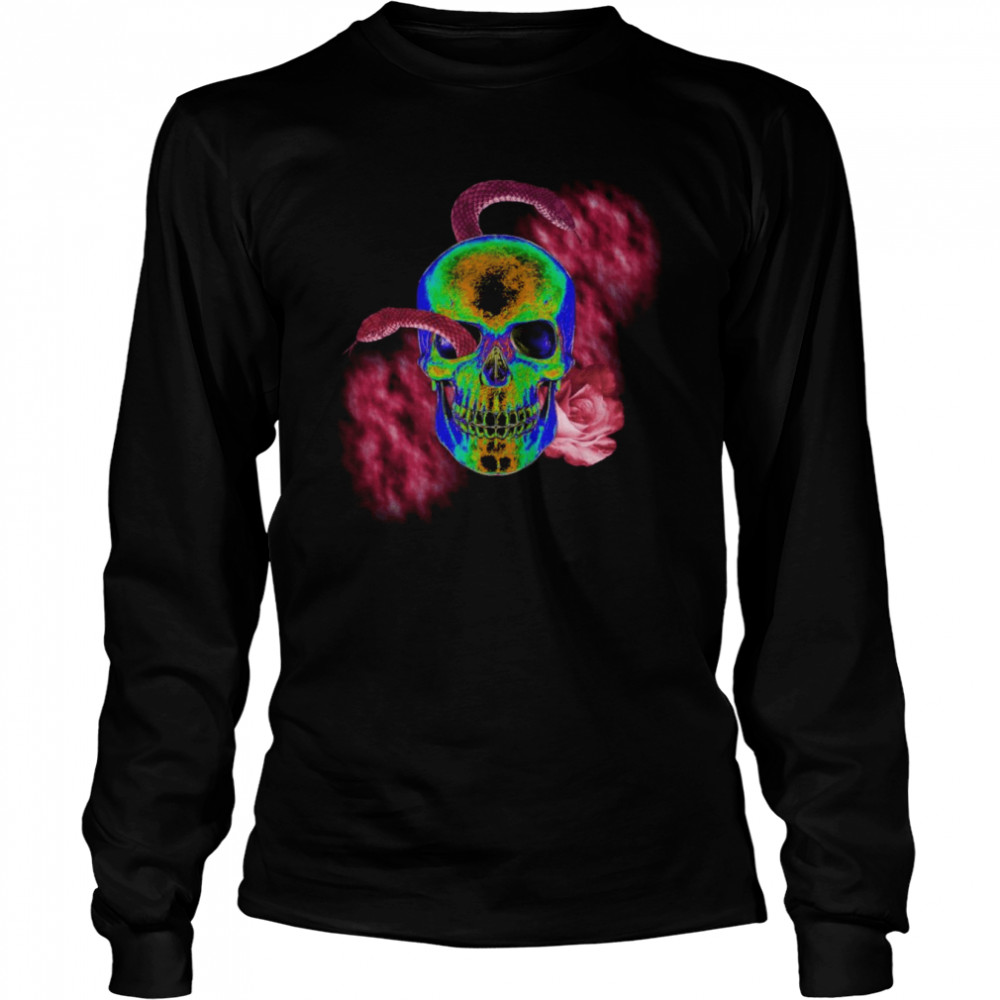 SKULL WITH SNAKES AND ROSE  Long Sleeved T-shirt