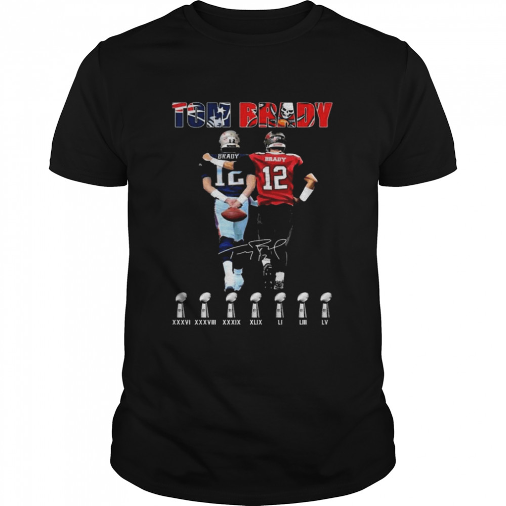 Tom Brady New England Patriot And Tampa Bay Buccaneers Super Bowl Cup  Champions Signatures Classic T-Shirt - REVER LAVIE