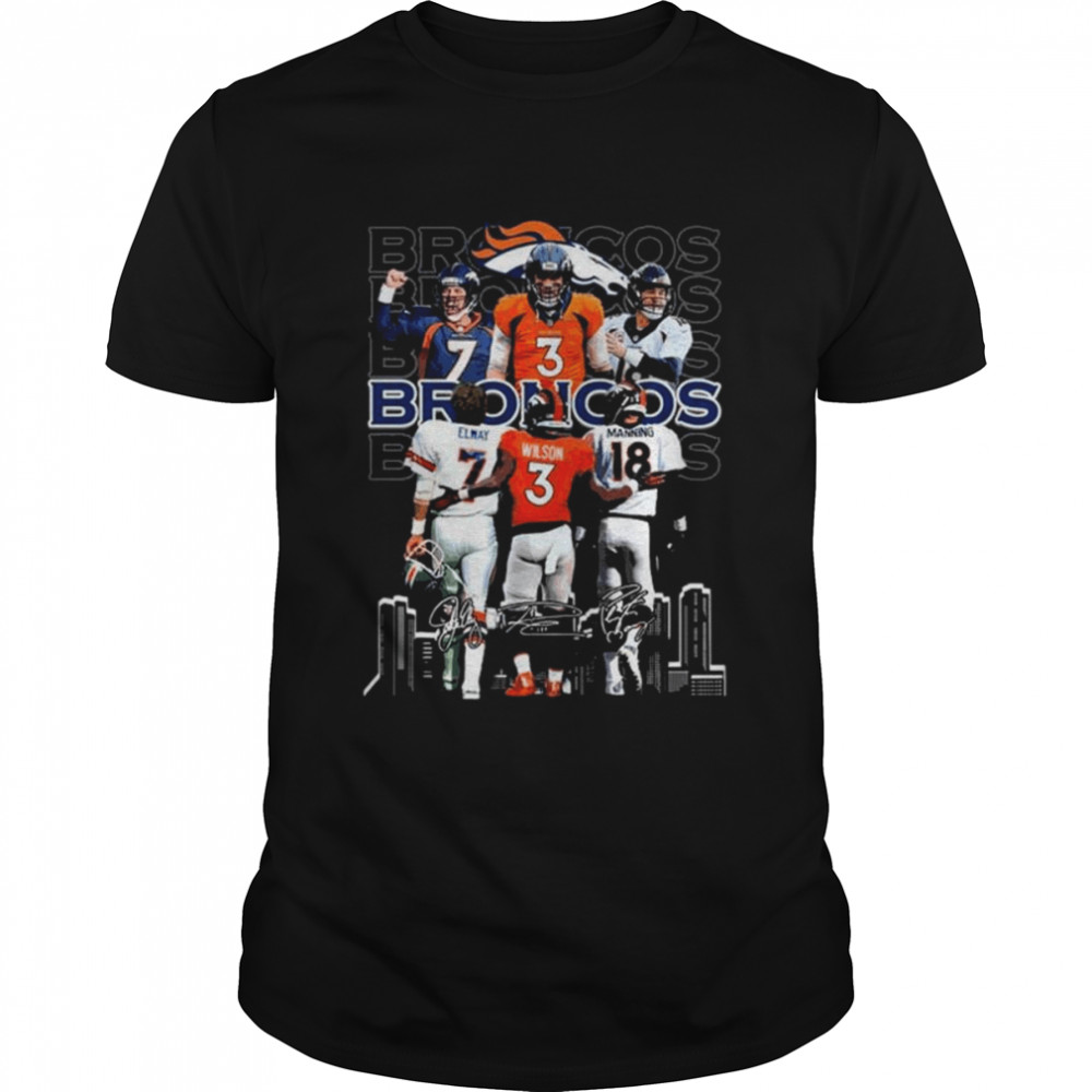 Denver broncos john elway russell wilson and peyton manning signatures shirt