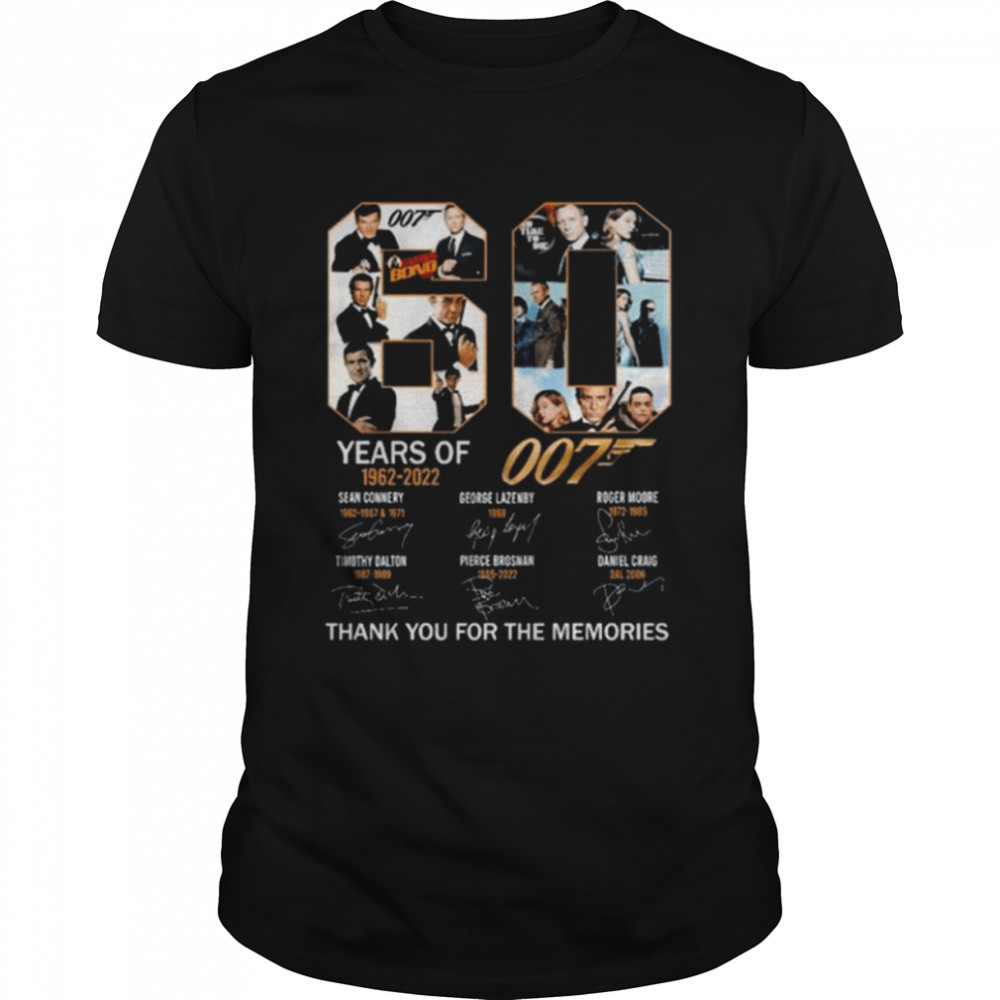 James Bond 007 60 years of 1962 2022 thank you for the memories signatures shirt