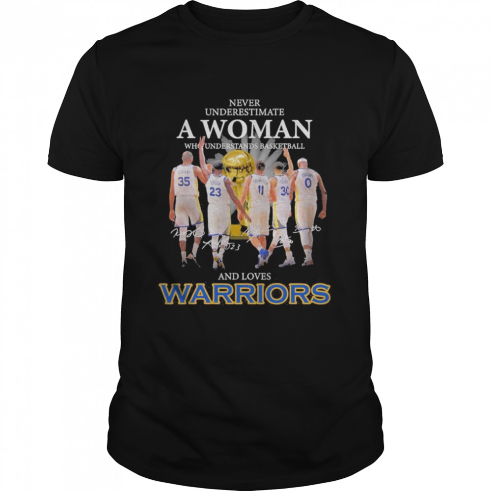 Never underestimate a Woman who understands basketball and loves Warriors Burant and Green and Thompson and Curry and Cousins signatures shirt