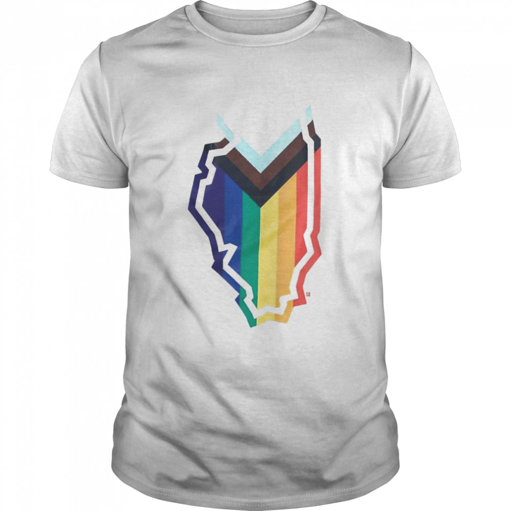 Illinois Outline Progress Pride Flag Shirt