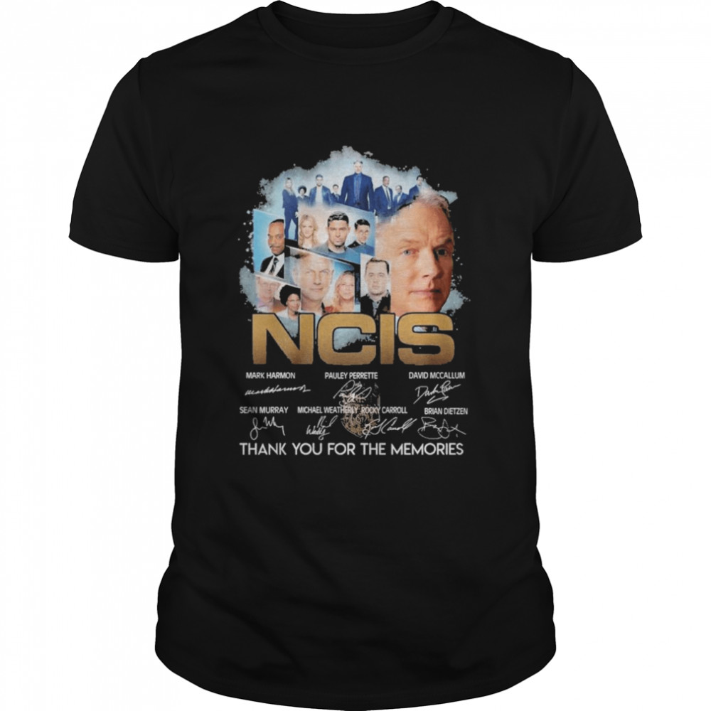 The NCIS Mark Harmon and Pauley Perrette signatures thank you for the memories shirt