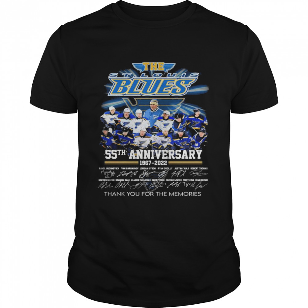 The St Louis Blues 55th anniversary 1967-2022 thank you for the memories signatures shirt