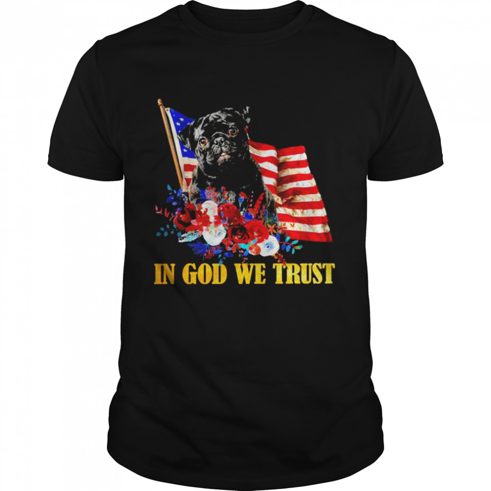 Flower Flag We Trust BLACK Labrador Pup Shirt