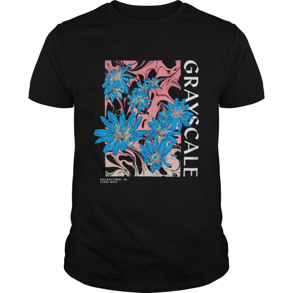 Grayscale botanical wave shirt