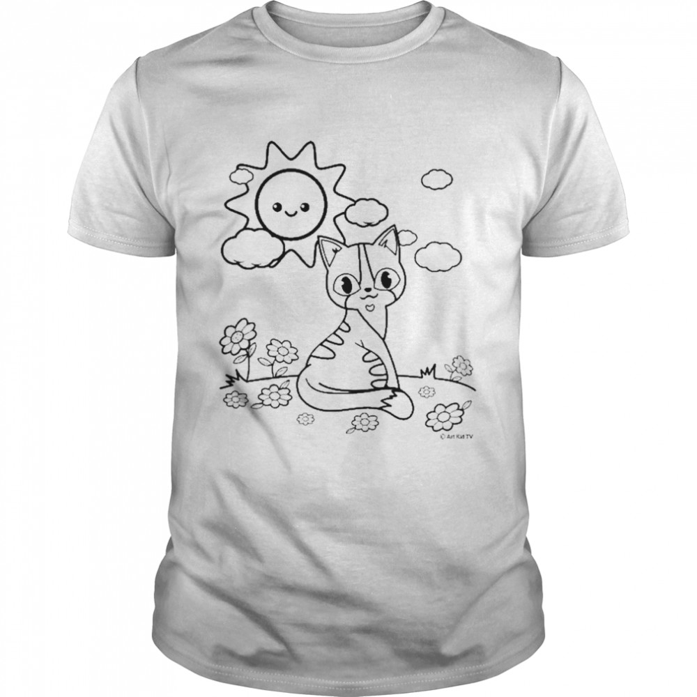 Kids Cat Coloring Book Shirt For Kids Kitten Painting Shirt