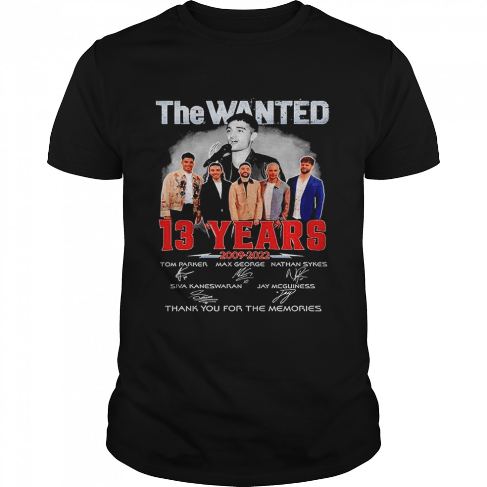 The Wanted 13 Years 2009 2022 Thank You For The Memories Signatures T-Shirt