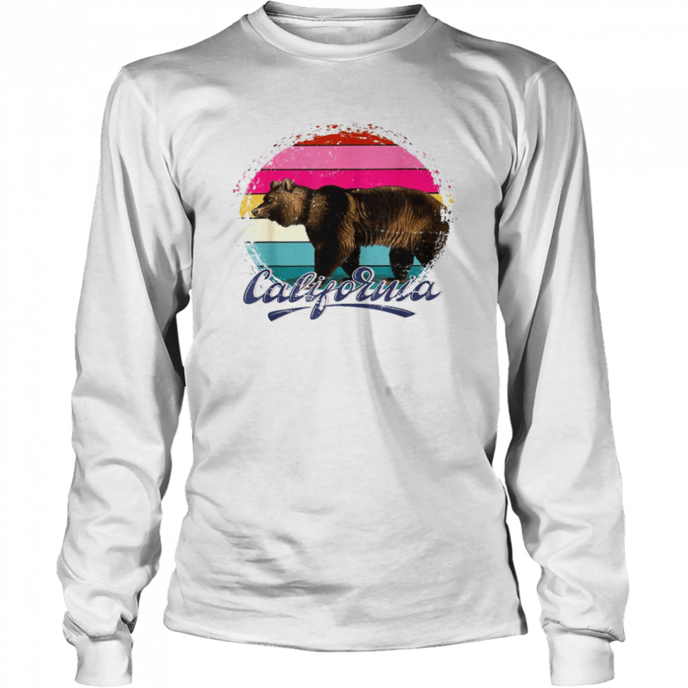 USA Californian Summer Bear Animal Cali Retro California  Long Sleeved T-shirt