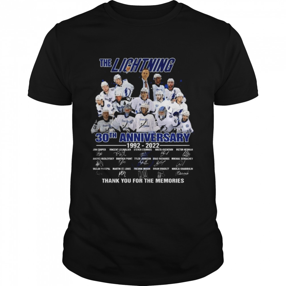 The Lightning 30th anniversary 1992 2022 signatures thank you for the memories shirt