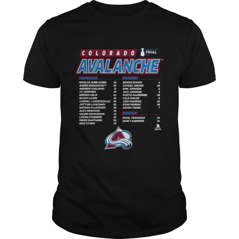 Colorado Avalanche 2022 Stanley Cup Final Own Goal Roster T-Shirt