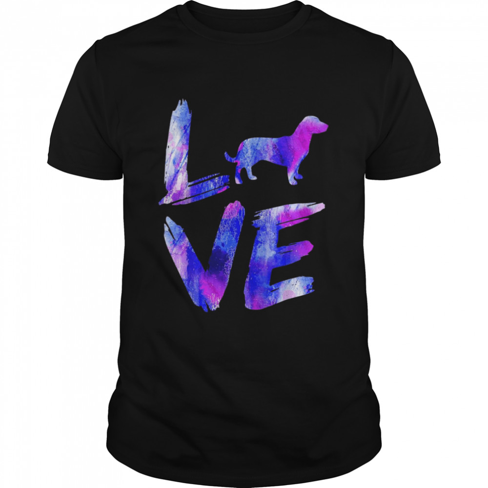 Love Drever Watercolor Blue Dog Mom Dad Shirt