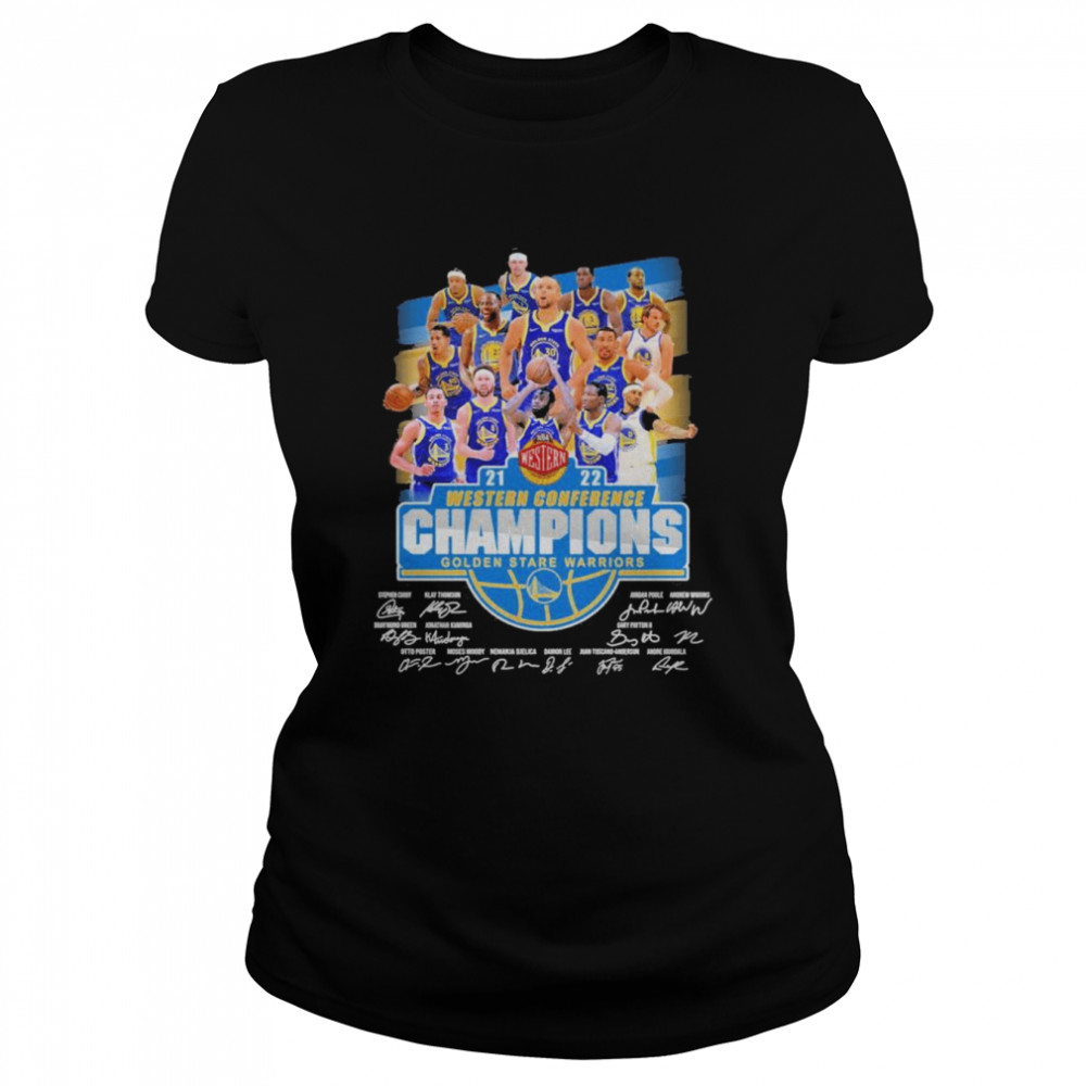 Golden State Warriors 2021-2022 Nba Western Conference Champions Signatures  Classic Women's T-shirt