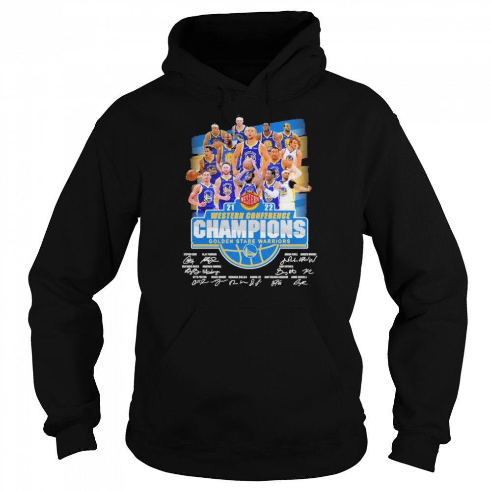 Golden State Warriors 2021-2022 Nba Western Conference Champions Signatures  Unisex Hoodie