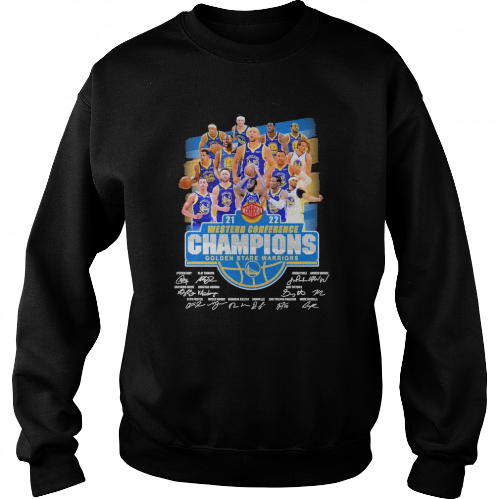 Golden State Warriors 2021-2022 Nba Western Conference Champions Signatures  Unisex Sweatshirt