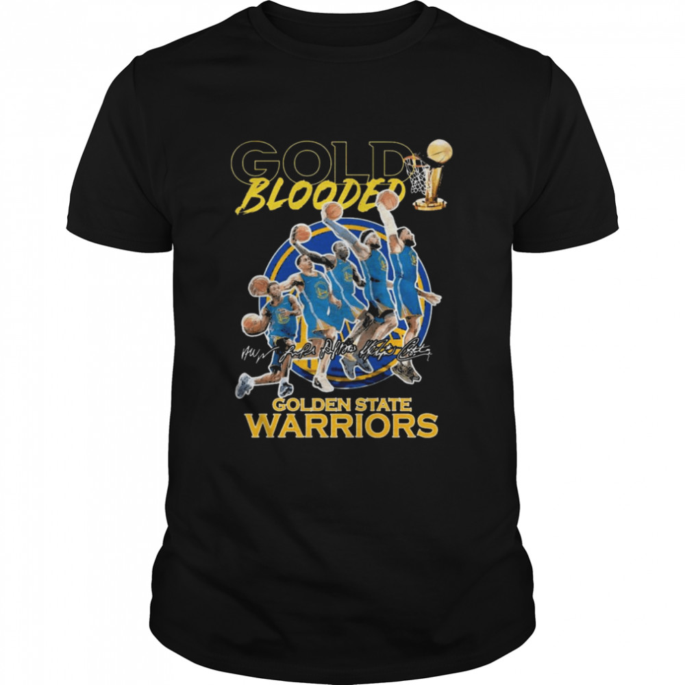 NBA Finals Gold Blooded Golden State Warriors Team Dunk Basketball Signatures Shirt