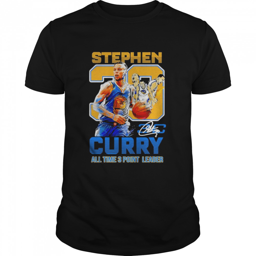 Stephen Curry 30 Golden State Warriors All Time 3 Point Leader Signature Shirt