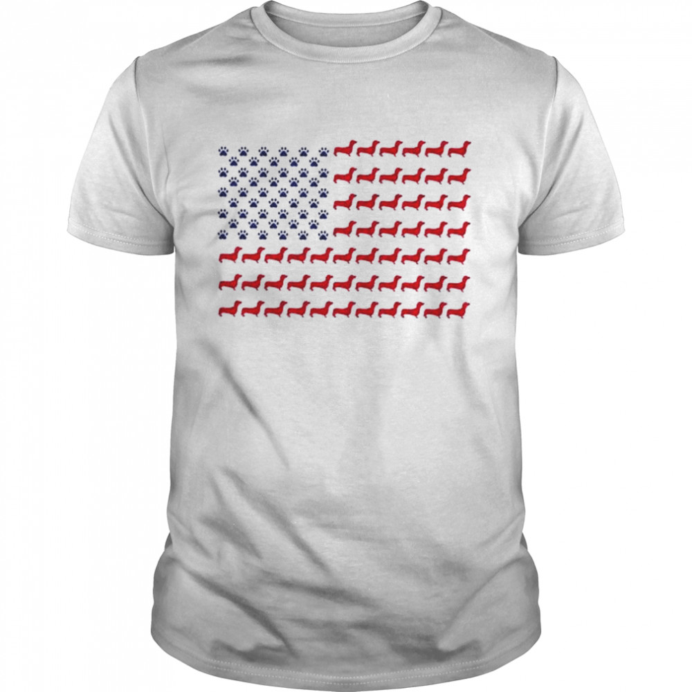 Dachshund Paws American flag shirt