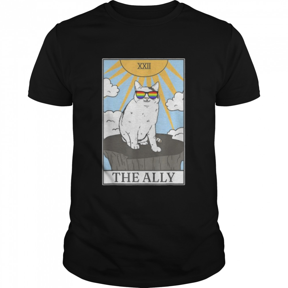 Gay pride pride sunglasses alley cat tarot card shirt