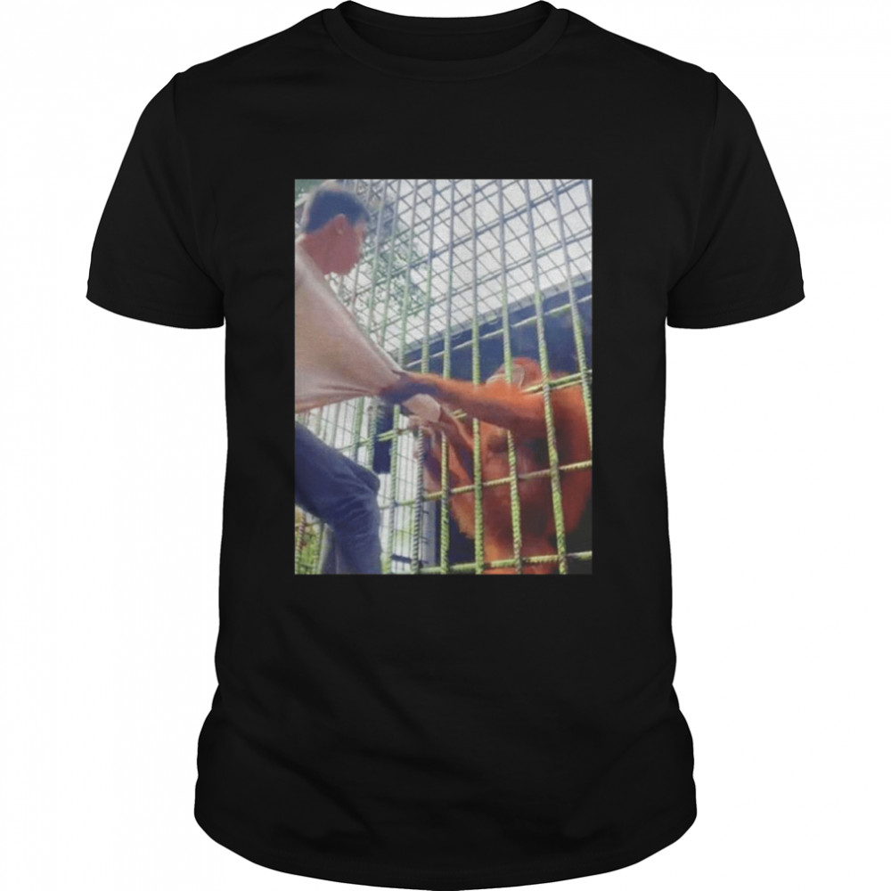 Orangutan Attacking Man Through Cage At Zoo shirt