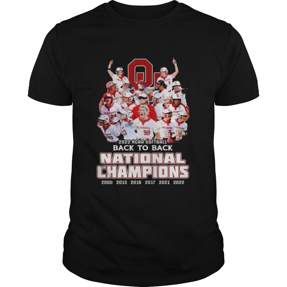 2022 NCAA Softball Back To Back National Champions Oklahoma Softball Team Shirt