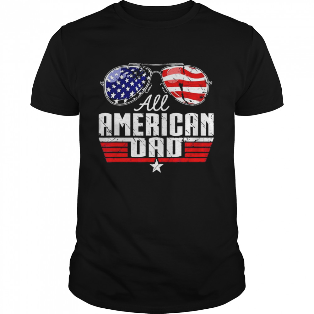 4th of July Family Matching All American Dad American Flag T-Shirt