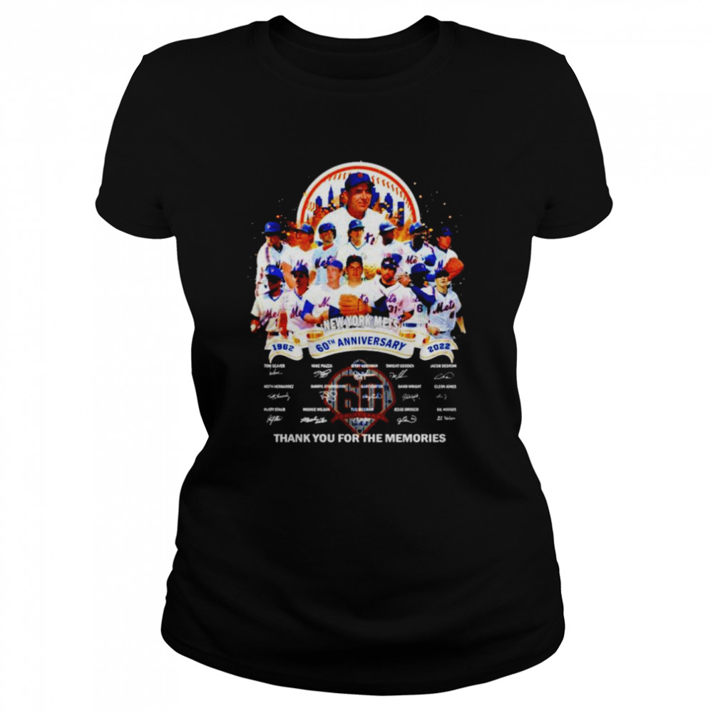 New York Mets 60th anniversary 1962 2022 thank you for the memories signatures unisex T-shirt Classic Women's T-shirt