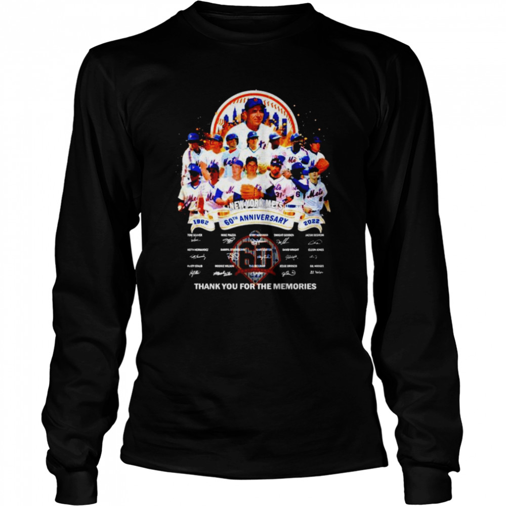 New York Mets 60th anniversary 1962 2022 thank you for the memories signatures unisex T-shirt Long Sleeved T-shirt