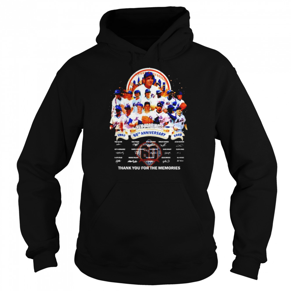 New York Mets 60th anniversary 1962 2022 thank you for the memories signatures unisex T-shirt Unisex Hoodie