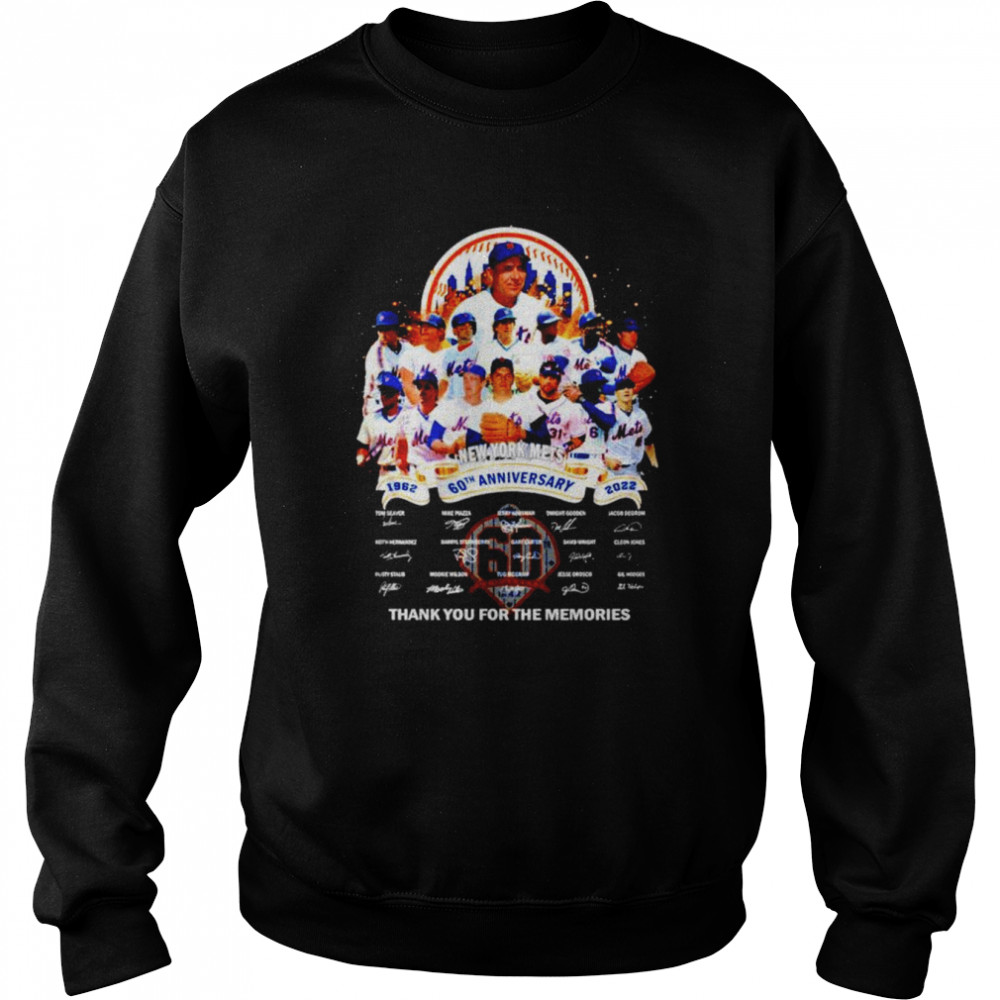 New York Mets 60th anniversary 1962 2022 thank you for the memories signatures unisex T-shirt Unisex Sweatshirt