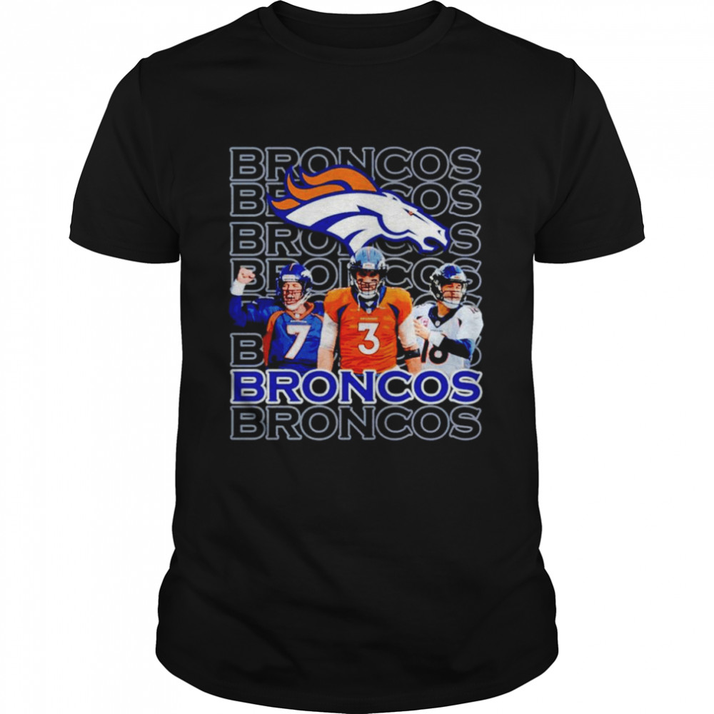 Denver Broncos Drew Lock Elaway Peyton Manning signatures shirt