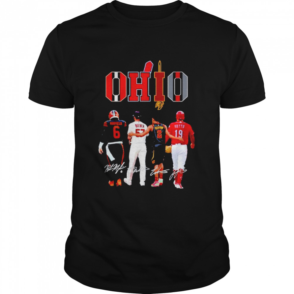 Ohio Sports Teams Mayfield Bieber Sexton Votto signatures shirt