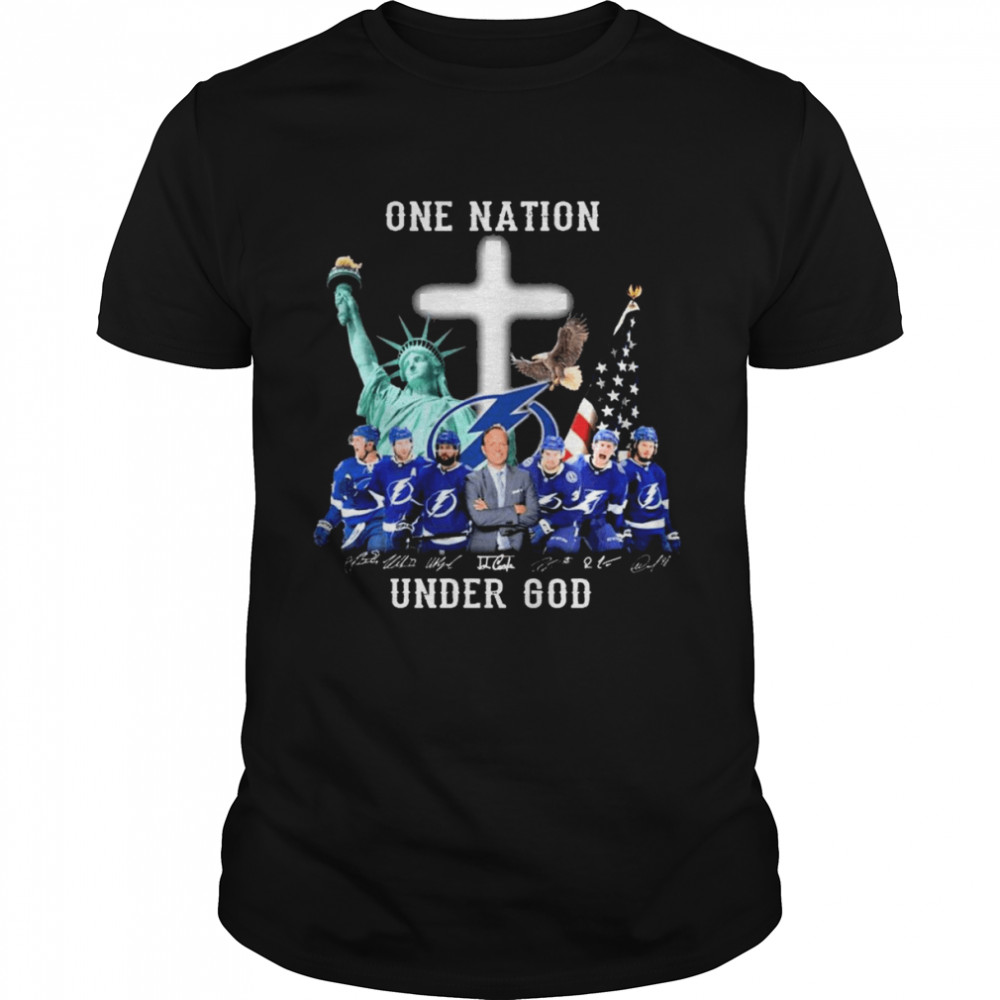 One Nation Under God Tampa Bay Lightning Champions Signatures Shirt