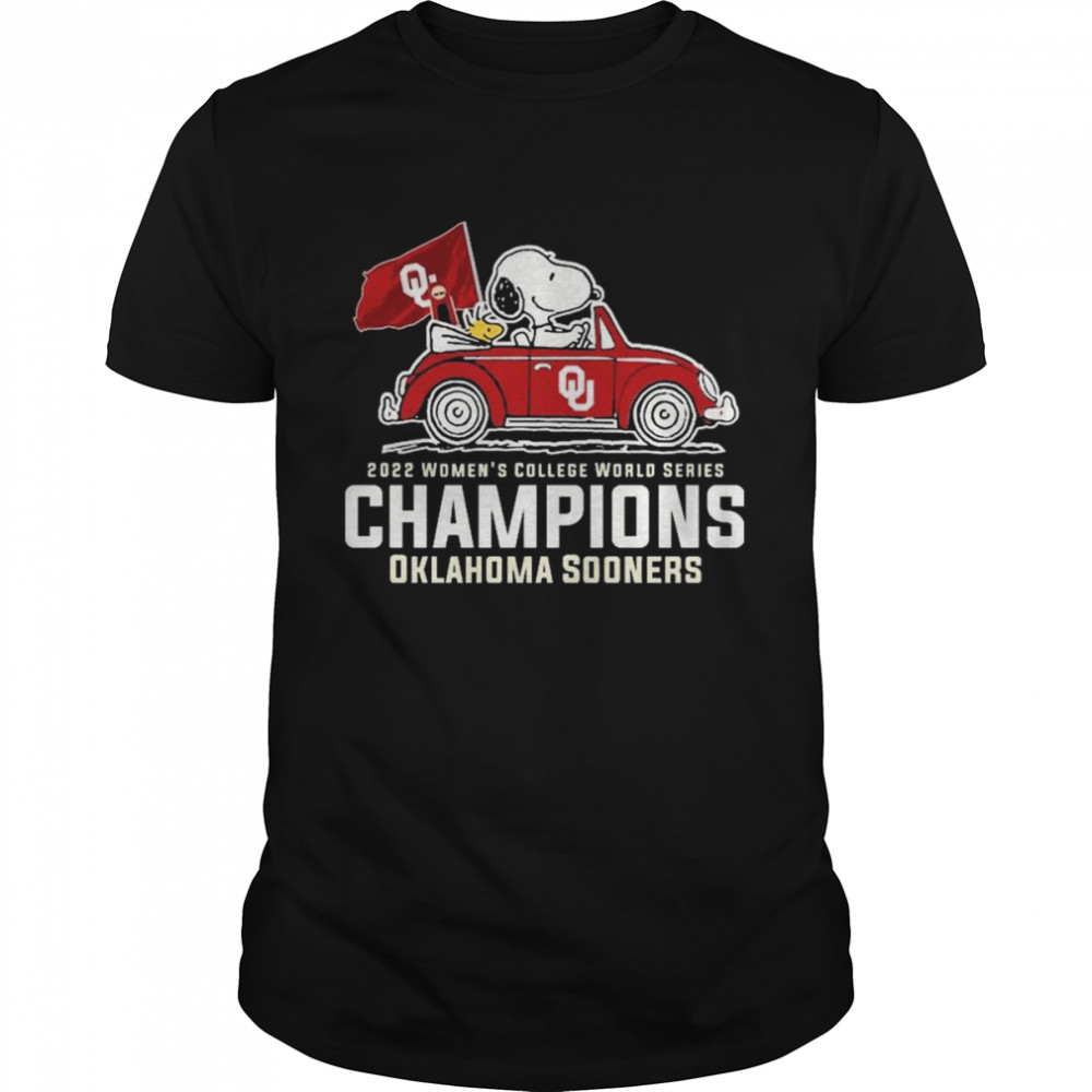 Snoopy And Woodstock Riding Car 2022 WCWS Champions Oklahoma Sooners Shirt