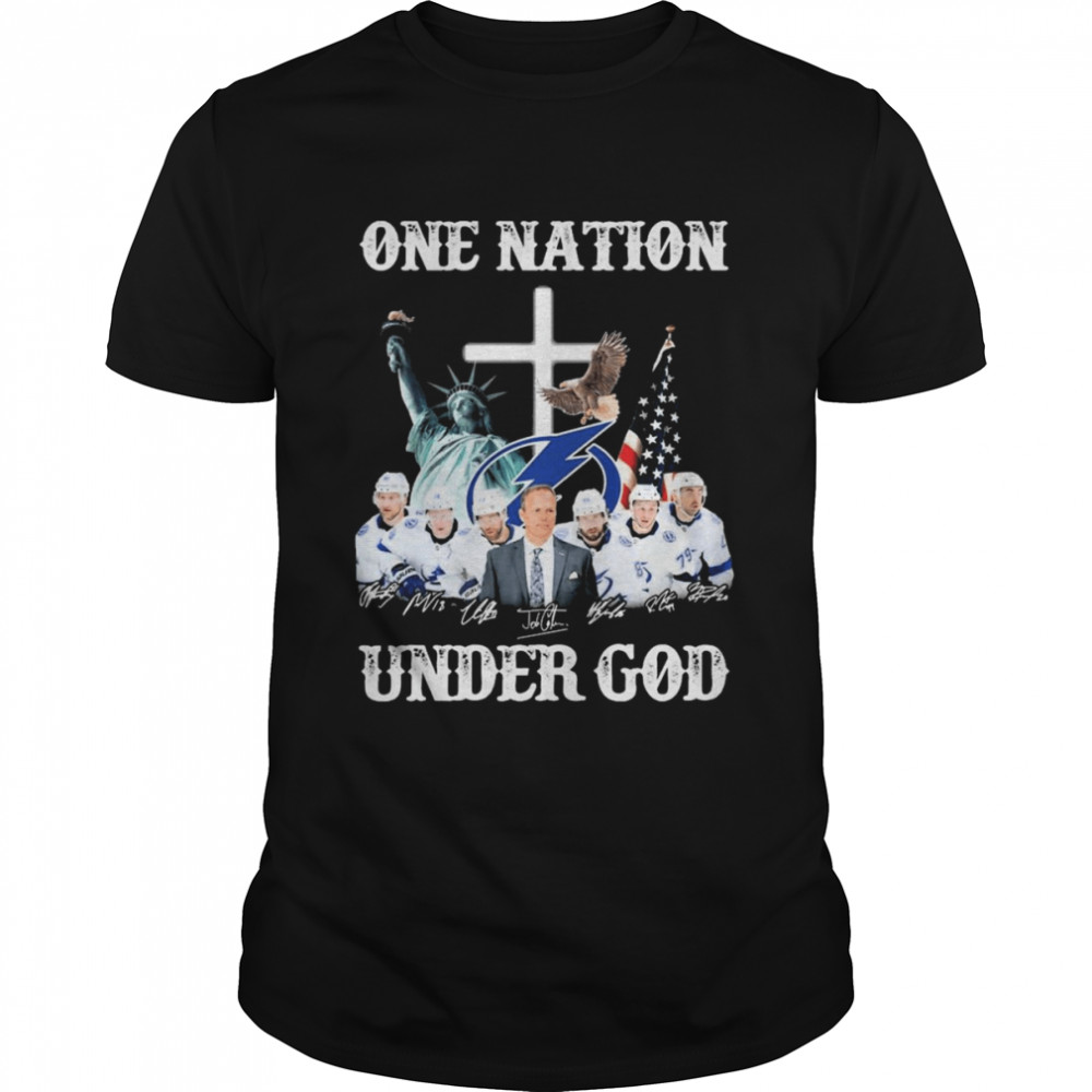 Tampa Bay Lightning Team One Nation Under God Signatures T-Shirt