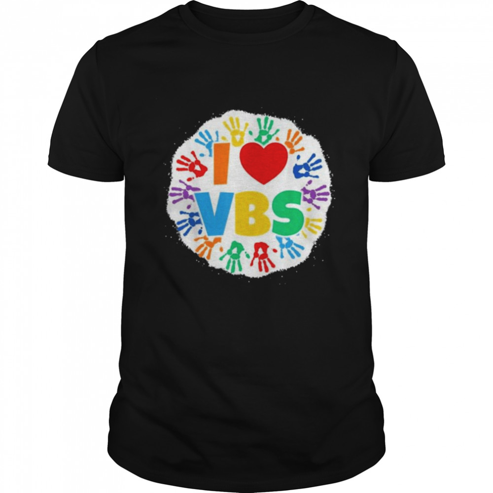 2022 Vacation Bible School Bleached Handprints I Love VBS Shirt