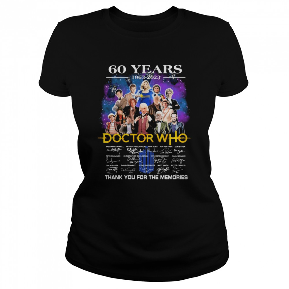 60 Years 1963 2023 Of The Doctor Who Signatures Thank You For The Memories T- Classic Women's T-shirt